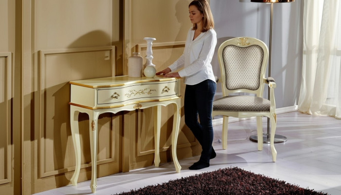 Szykowny Designerski Luksusowy Barokowy Fotel Włoskie Drewno Krzesło Meble do Salonu