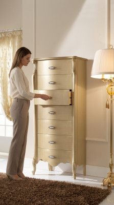 Włoskie Drewno Meble Chic Kredens 120 cm Wysoki z 7 szufladami