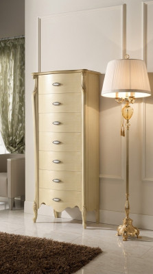 Włoskie Drewno Meble Chic Kredens 120 cm Wysoki z 7 szufladami