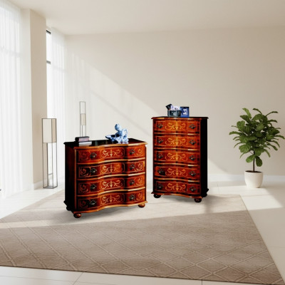 Włoskie Drewno Meble Design Luxury Kredens Szafa 4 Szuflady Brązowe