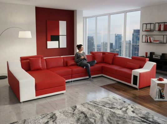 Living Skóra Sofa Krajobrazowa z USB, Podkładka Ustawić Sofy Siedziba Obcios Nowość