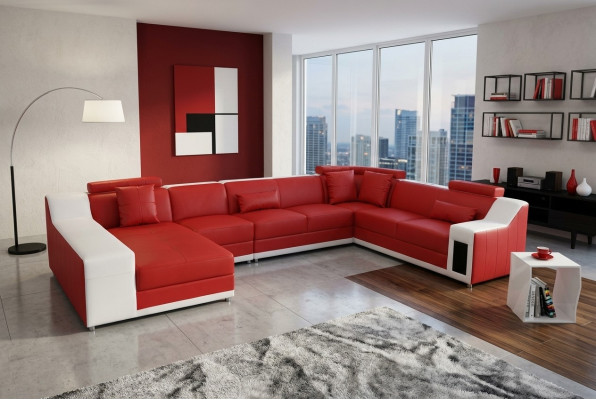 Living Skóra Sofa Krajobrazowa z USB, Podkładka Ustawić Sofy Siedziba Obcios Nowość