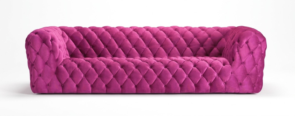 Różowa Kanapa Big Couch Chesterfield XXL Podkładka Materiał Kanapy Czteromiejscowe 250cm Nowość