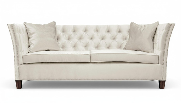 Sofa trzyosobowa Chesterfield beżowa Podkładka Meble Hotel Practice Living Room