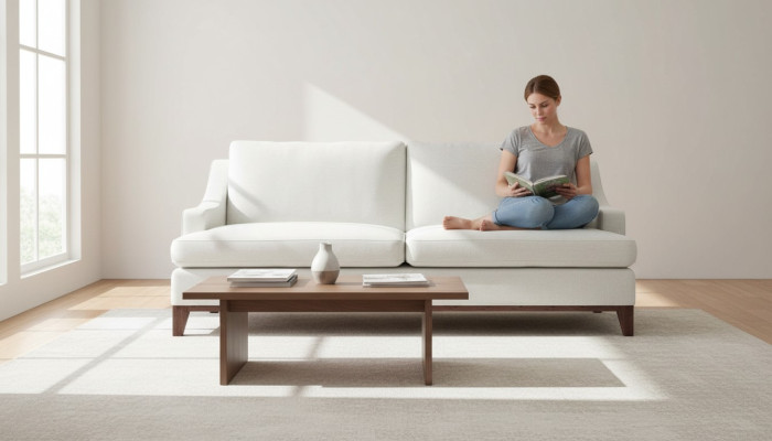 Beżowa Kanapa z Przyciskami Sofa w stylu amerykańskim Podkładka Siedziba Kanapy Sofy Luksusowe Nowe