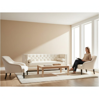 Biały Chesterfield Fotel xxl Big Włókienniczy Materiał Kanapy Creative Meble Nowe Sofy