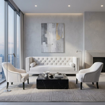 Biały Chesterfield Fotel xxl Big Włókienniczy Materiał Kanapy Creative Meble Nowe Sofy