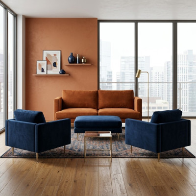 Zestaw sofowy Orange Stołek Fotel Creative Meble Włókienniczy Materiał Salon