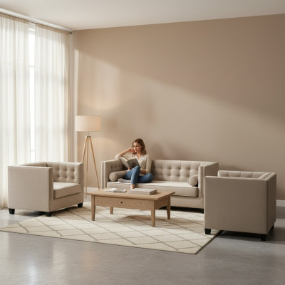 Sofa rozkładana Taupe Fotel Kreative Meble Włókienniczy Materiał Nowa Sofa do Salonu