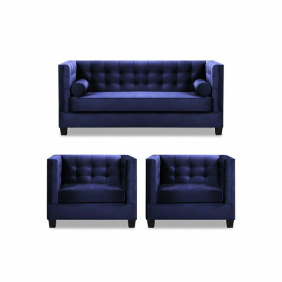 Sofa rozkładana Fotel Kreative Meble Włókienniczy Materiał Niebieski Grupa Salon Nowoczesna Sofa