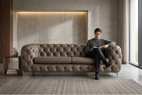 Sofa Chesterfield Brązowa xxl Duża Skóra Meble do Salonu 4 miejsce do siedzenia Fioletowy Żółty Zielony