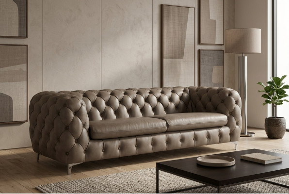 Sofa Chesterfield Brązowa xxl Duża Skóra Meble do Salonu 4 miejsce do siedzenia Fioletowy Żółty Zielony