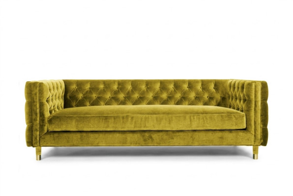 Sofa Yellow Chesterfield 4 miejsce do siedzenia Luxury Design Meble Włókiennicze Materiał Kanapy Żółte sofy