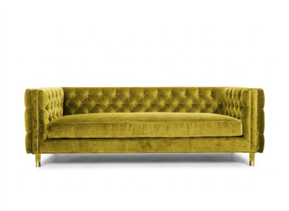 Sofa Yellow Chesterfield 4 miejsce do siedzenia Luxury Design Meble Włókiennicze Materiał Kanapy Żółte sofy
