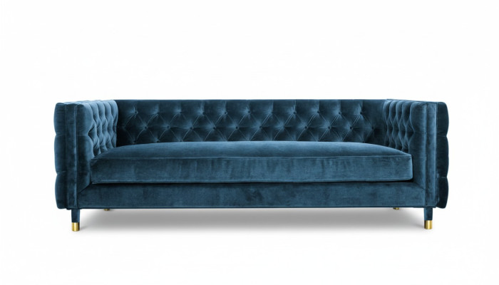 Luksusowa trzyosobowa podkładka Chesterfield Aksamit w kolorze niebieskim Meble Hotel Living Room Practice
