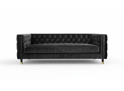 Czarna Sofa Chesterfield Big Luxury Meble 4 miejsca do siedzenia Włókiennicze Kanapy Materiałowe