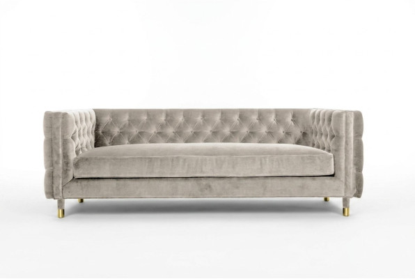 Beżowe Meble 4 miejsce do siedzenia Chesterfield Sofa Aksamit XXL Duże Włókiennicze Kanapy Materiałowe