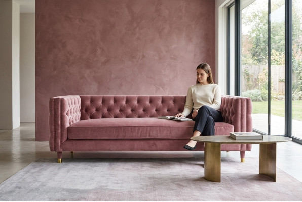 Różowa Sofa Chesterfield Creative Meble 4 miejsce do siedzenia Nowe duże kanapy xxl
