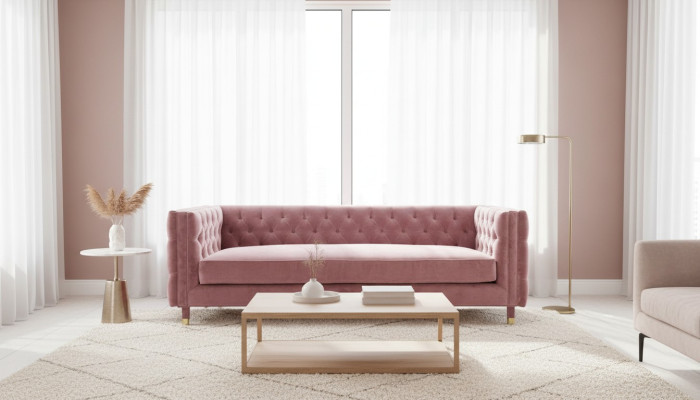 Różowa Sofa Chesterfield Creative Meble 4 miejsce do siedzenia Nowe duże kanapy xxl