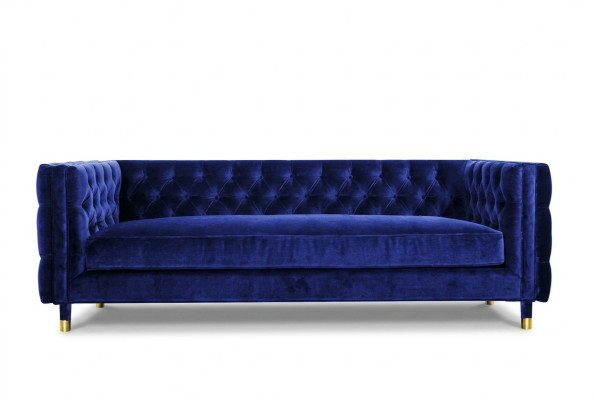 Niebieska Sofa Chesterfield Big Designer 4-miejsce do siedzenia Nowe Włókiennicze Materiałowe Kanapy