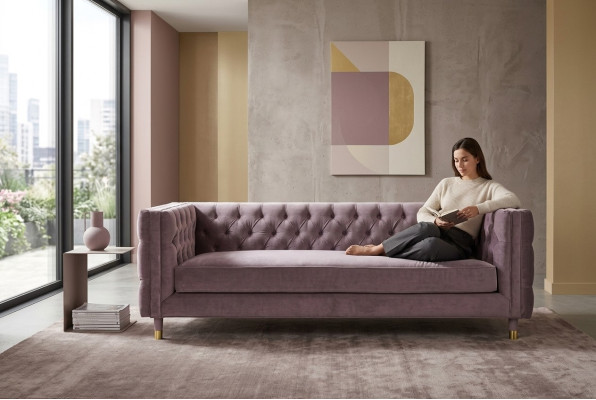 Sofa Chesterfield Taupe Meble 4 miejsce do siedzenia Nowa xxl Big Włókienniczy Materiał Kanapy Podkładka
