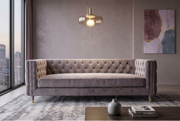 Sofa Chesterfield Taupe Meble 4 miejsce do siedzenia Nowa xxl Big Włókienniczy Materiał Kanapy Podkładka