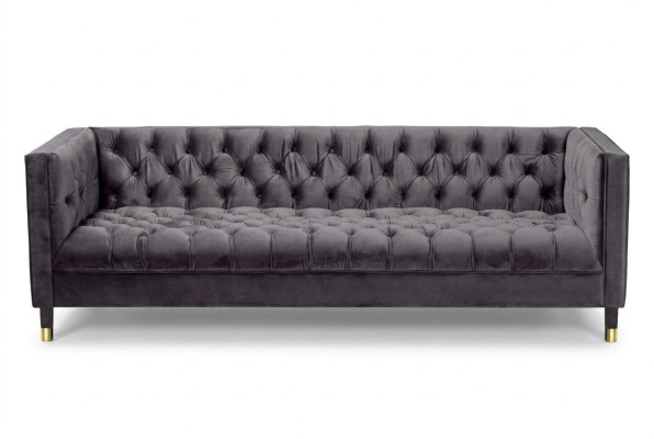 Antracytowa Sofa Chesterfield Creative Meble 4-miejsce do siedzenia Sofy Włókiennicze Kanapy