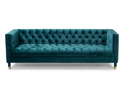 Chesterfield Sofa Blue Sofy Włókienniczy Materiał Kanapy Meble 4-miejsce do siedzenia