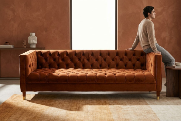 OrangesSofa Chesterfield Couch Włókienniczy Material Couchen Luxus Meble 4-miejsce siedzące