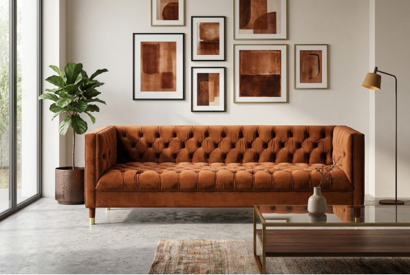 OrangesSofa Chesterfield Couch Włókienniczy Material Couchen Luxus Meble 4-miejsce siedzące
