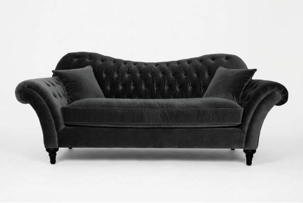 Kanapy Podkładka Sofa Sofy Chesterfield Czarny Trzyosobowy Materiał Pokój Dzienny Nowe