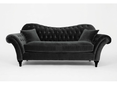 Kanapy Podkładka Sofa Sofy Chesterfield Czarny Trzyosobowy Materiał Pokój Dzienny Nowe