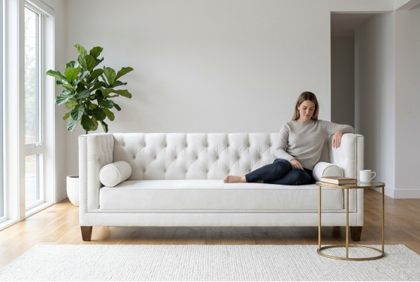 Trzyosobowy Materiał Pokój dzienny Biały Kanapy Podkładka Sofa Sofy Sofa Chesterfield