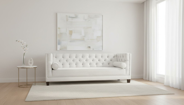 Trzyosobowy Materiał Pokój dzienny Biały Kanapy Podkładka Sofa Sofy Sofa Chesterfield