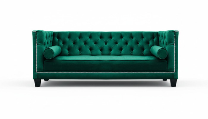 Luksusowa trzyosobowa podkładka Chesterfield Aksamit w kolorze zielonym Meble Hotel Living Room Practice