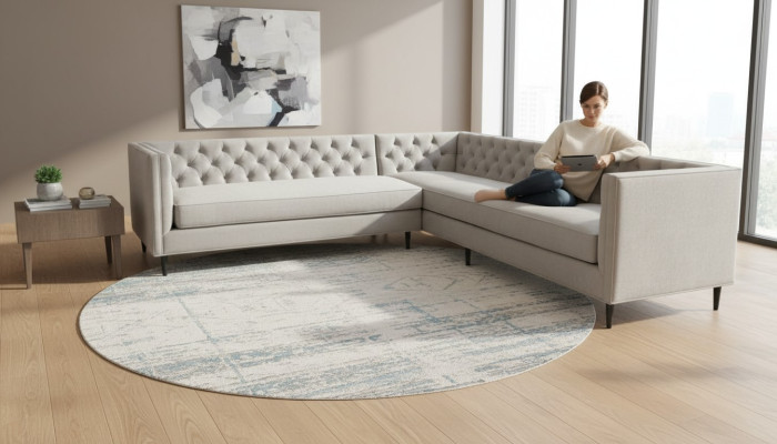 Narożnikowa kanapa Szary Duży Materiał Włókienniczy Chesterfield Sofy Kreatywne Meble Nowy Salon