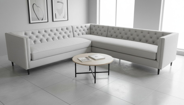 Narożnikowa kanapa Szary Duży Materiał Włókienniczy Chesterfield Sofy Kreatywne Meble Nowy Salon