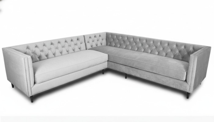 Narożnikowa kanapa Szary Duży Materiał Włókienniczy Chesterfield Sofy Kreatywne Meble Nowy Salon