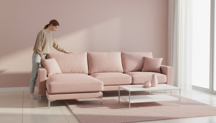 Materiał włókienniczy Chesterfield Sofy Creative Meble Salon Narożnikowa kanapa Różowy XXL Duży