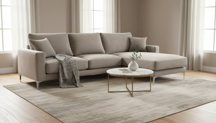 Beżowy Narożnikowa kanapa Materiał Salon Design Kanapy Podkładka Sofa Sofy Zestaw narożny Nowość