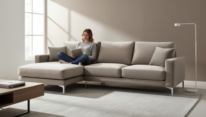 Sofy Materiał Living Room Design Kanapy Podkładka Sofa Szara Narożnikowa kanapa loftowa kanapa narożna