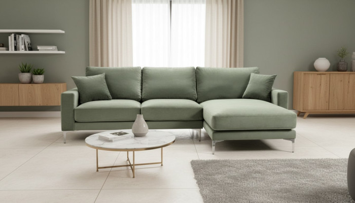 Sage Green Green Narożnikowa kanapa Materiał Living Room Design Kanapy Podkładka Sofa Sofy Nowość