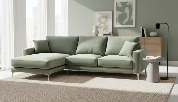 Sage Green Narożnikowa kanapa Materiał Design Kanapy Podkładka Sofa Sofy Nowy Zielony Salon