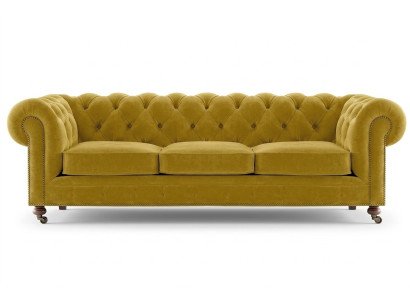 Luksusowa Żółta Podkładka Chesterfield Aksamit Trzyosobowa Podkładka Meble Hotel Living Room Practice