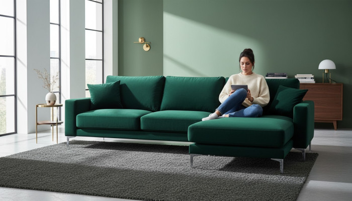 Sofa loftowa luksusowy narożnik Meble Zestaw narożny Aksamit kanapy sofy do salonu zielone
