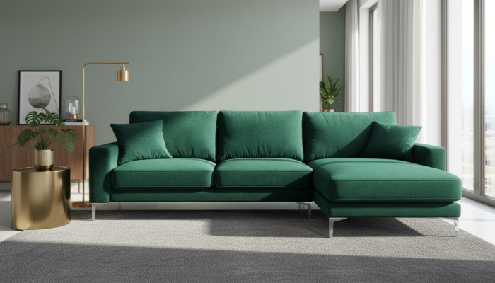 Sofa loftowa luksusowy narożnik Meble Zestaw narożny Aksamit kanapy sofy do salonu zielone