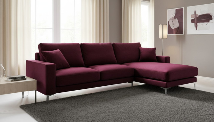 Bordowy Czerwony Design Kanapy Podkładka Sofa Sofy bordowy Narożnikowa kanapa Materiał Salon