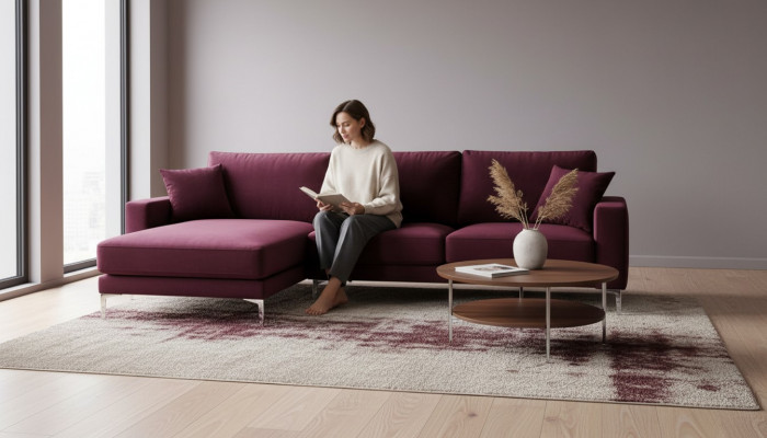 Czerwony Burgund Narożnikowa kanapa Design Kanapy Podkładka Sofa Sofy Włoskie Meble Design
