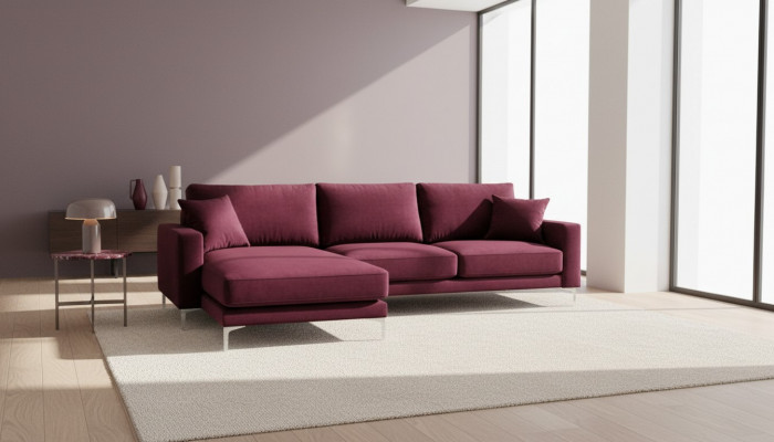 Czerwony Burgund Narożnikowa kanapa Design Kanapy Podkładka Sofa Sofy Włoskie Meble Design