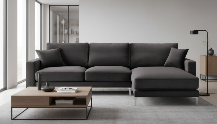 Czarny Aksamit Narożnikowa kanapa Materiał Living Room Design Kanapy Podkładka Sofa Sofy Nowość